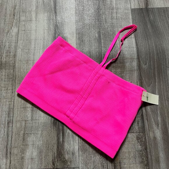 Aerie Halter Strap Cropped Bandeau Tank Top Pink NWT Women’s Size L - Picture 1 of 7